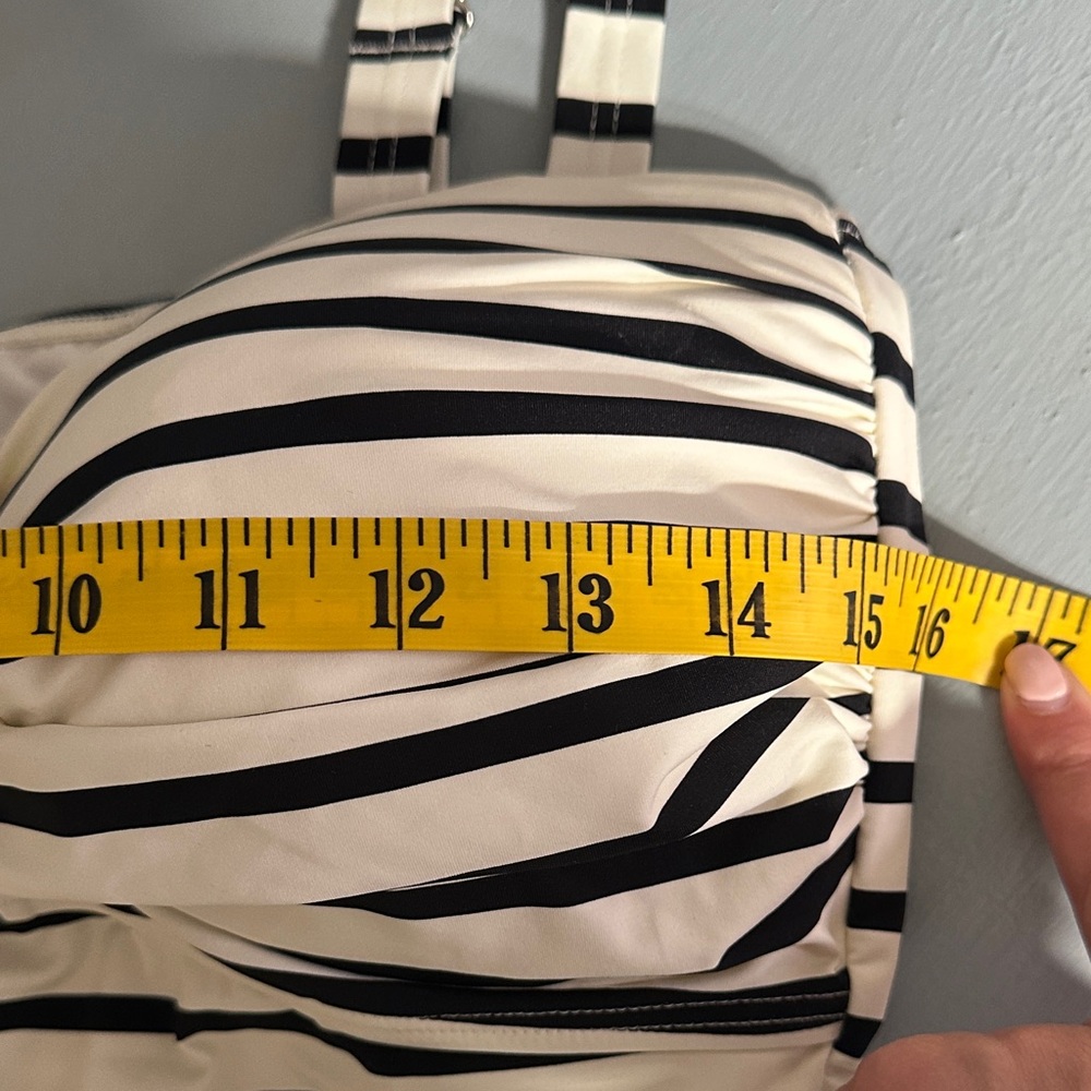 Lands' End Black and White Striped One-Piece Swim Top Tankini NWT 16W Classic - Picture 8 of 9